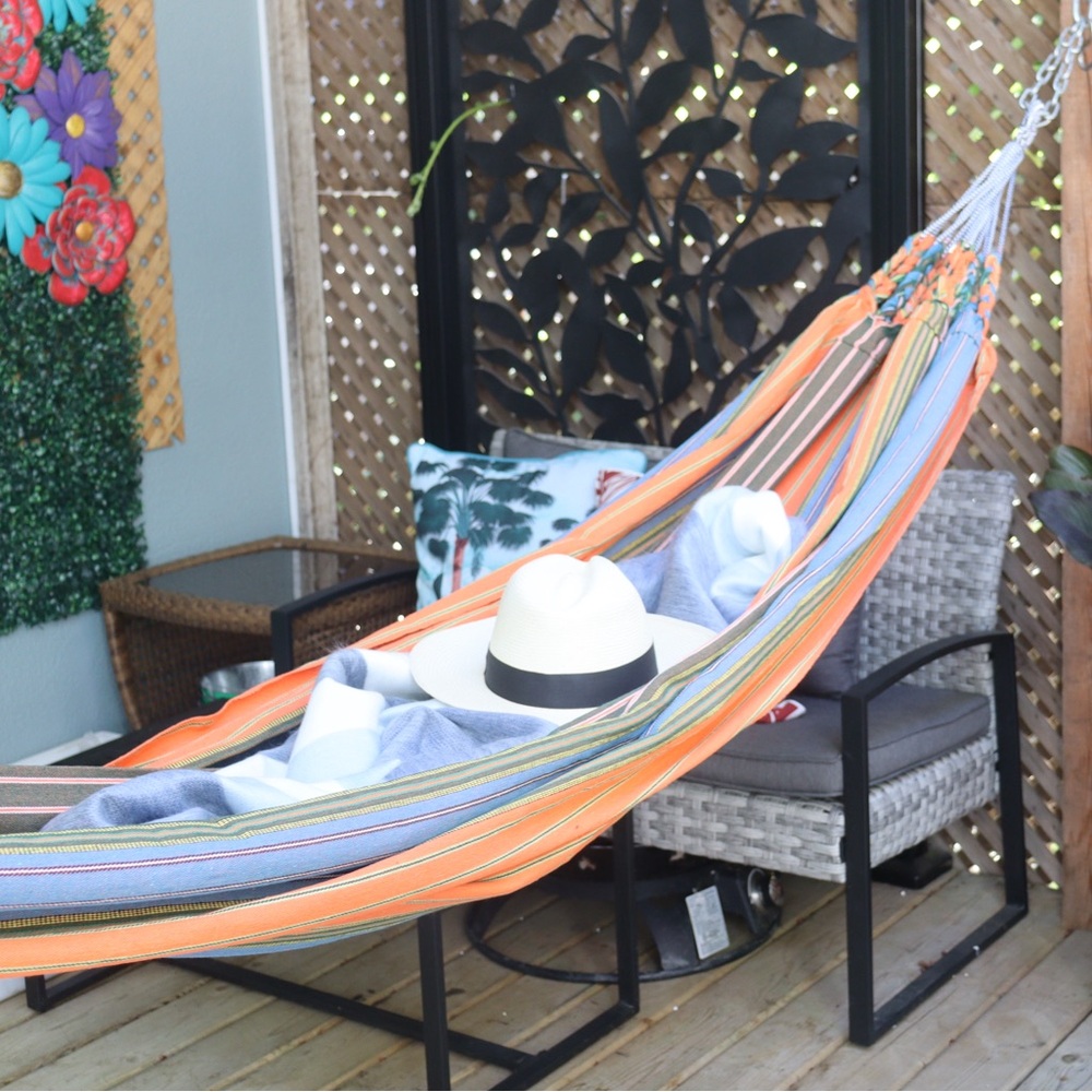 Cotton Striped Hammock, Handcrafted by local artisans in Ecuador